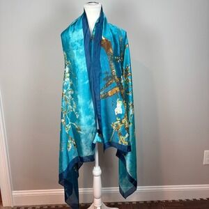 Ama Waterways Van Gogh Almond Blossom Print Womens Rectangle Scarf Wrap 34" x 70
